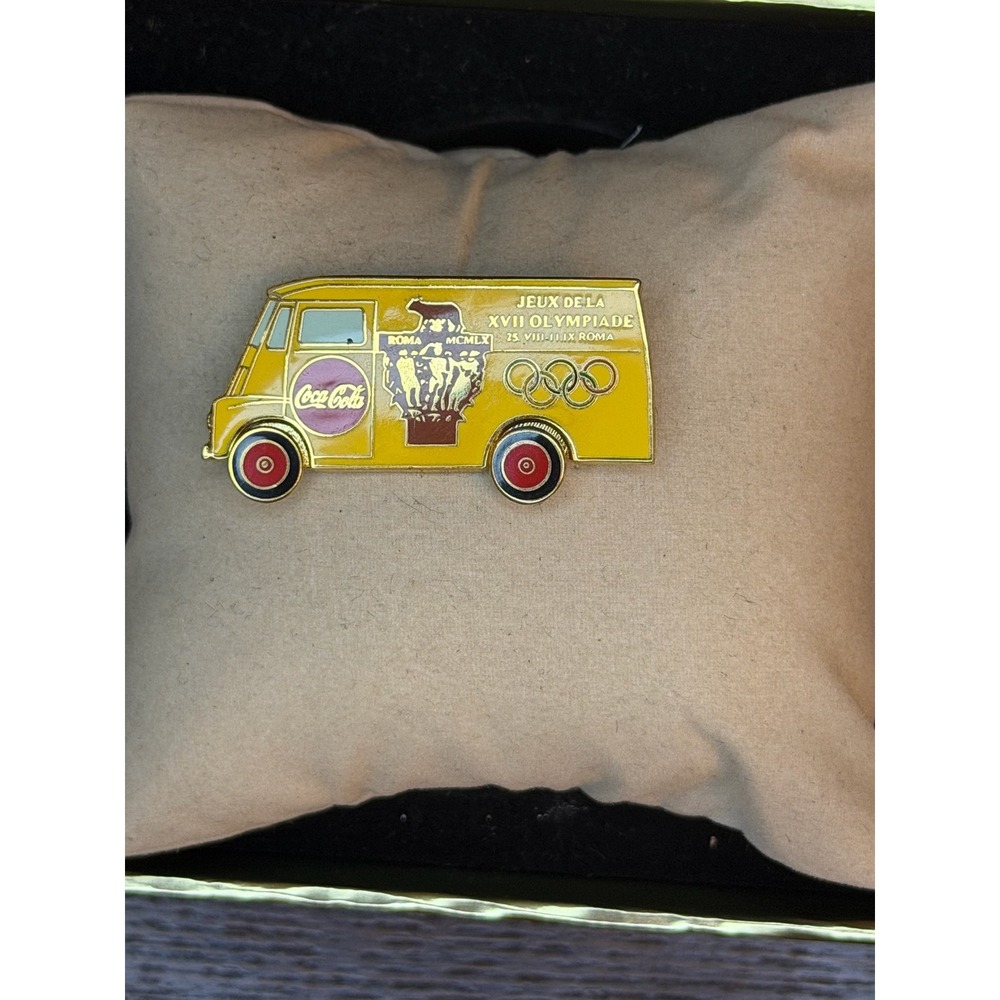 Coca-Cola 1960 Rome Olympic Games Delivery Truck Enamel Lapel Pin XVII Olympiad